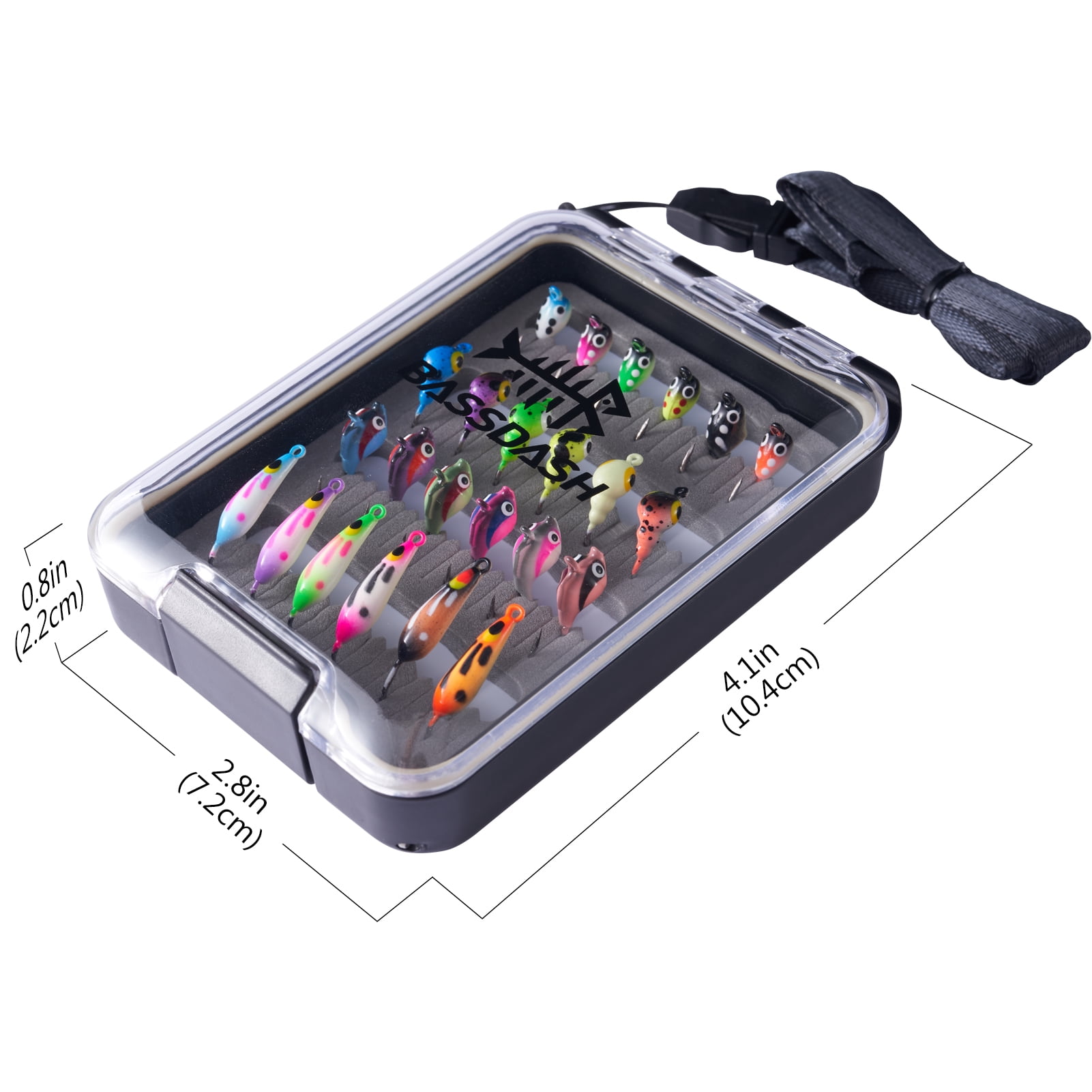 BASSDASH Ice Fishing Lure Kit Glowing Paint Jigs for Winter Ice Jigging Crappie Sunfish Perch Walleye Pike