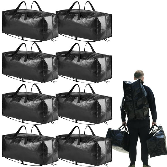 Tooloton Heavy Duty Moving Bags, Extra Large, Black (8 Pack)