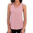 thumbnail image 2 of Hurxie Women Scoop Neck Flowy Loose Fit Tank Top Sleeveless Summer Tops Shirts Pink,XL, 2 of 7