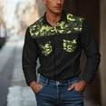 thumbnail image 7 of SERTG Men's Camouflage Print Lapel Shirt Fall Winter Long Sleeve Workwear Shirt Button Pockets Casual Shirt(Black,4XL), 7 of 7