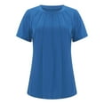 thumbnail image 4 of WTXUE T-Shirts Short Sleeve, Crew Neck Shirts for WomenCasual Pleated Blouses Clothes 2024 Solid | Casual for Women Blue XL, 4 of 9
