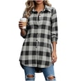thumbnail image 7 of Jacket for Women Baeitkot Relaxed Fit Plaid Shacket Button Down Lapel Tops Lightweight Casual Outwear with Pockets, 7 of 7