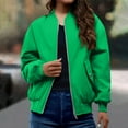 thumbnail image 2 of Comdrip Vestes pour Femmes! Veste Ample Unie avec Poches, Col Montant, Fermeture Éclair, Plissée, Rembourrée, Veste d'Automne pour Femmes, Verte, 2 of 5