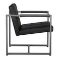 thumbnail image 3 of Studio Designs Chaise d'Appoint Moderne en Cuir Noir/gris Pompon pour la Maison, 3 of 6