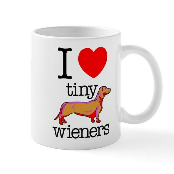 CafePress - I Heart Tiny Wieners - 11 oz Ceramic Mug - Novelty Coffee Tea Cup