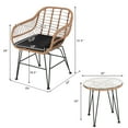 thumbnail image 6 of Patiojoy 3PCS Patio Rattan Furniture Set with Round Tempered Glass Top Table & 2 Rattan Armchairs Black Cushions, 6 of 10
