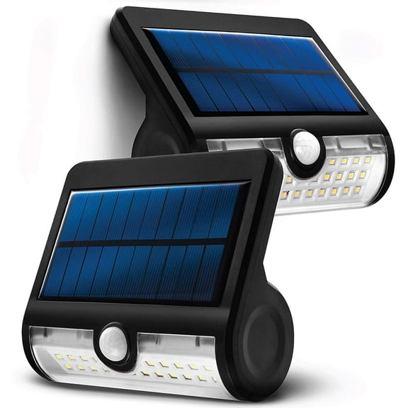 Home Zone Security Motion Sensor Outdoor Light - Solar Light Outdoor Dual Lighting Mode Wall Mounted Accent and Flood Light, 2-Pack