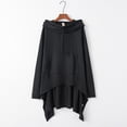 thumbnail image 2 of VISALY Hoodies Pullover Drawstring Sweatshirt Women's Solid Color Irregular Loose Pocket Sweatshirt Oversized Sweatshirt Lightweight Pullover for Women Dressy Sweaters for Women Black L, 2 of 6
