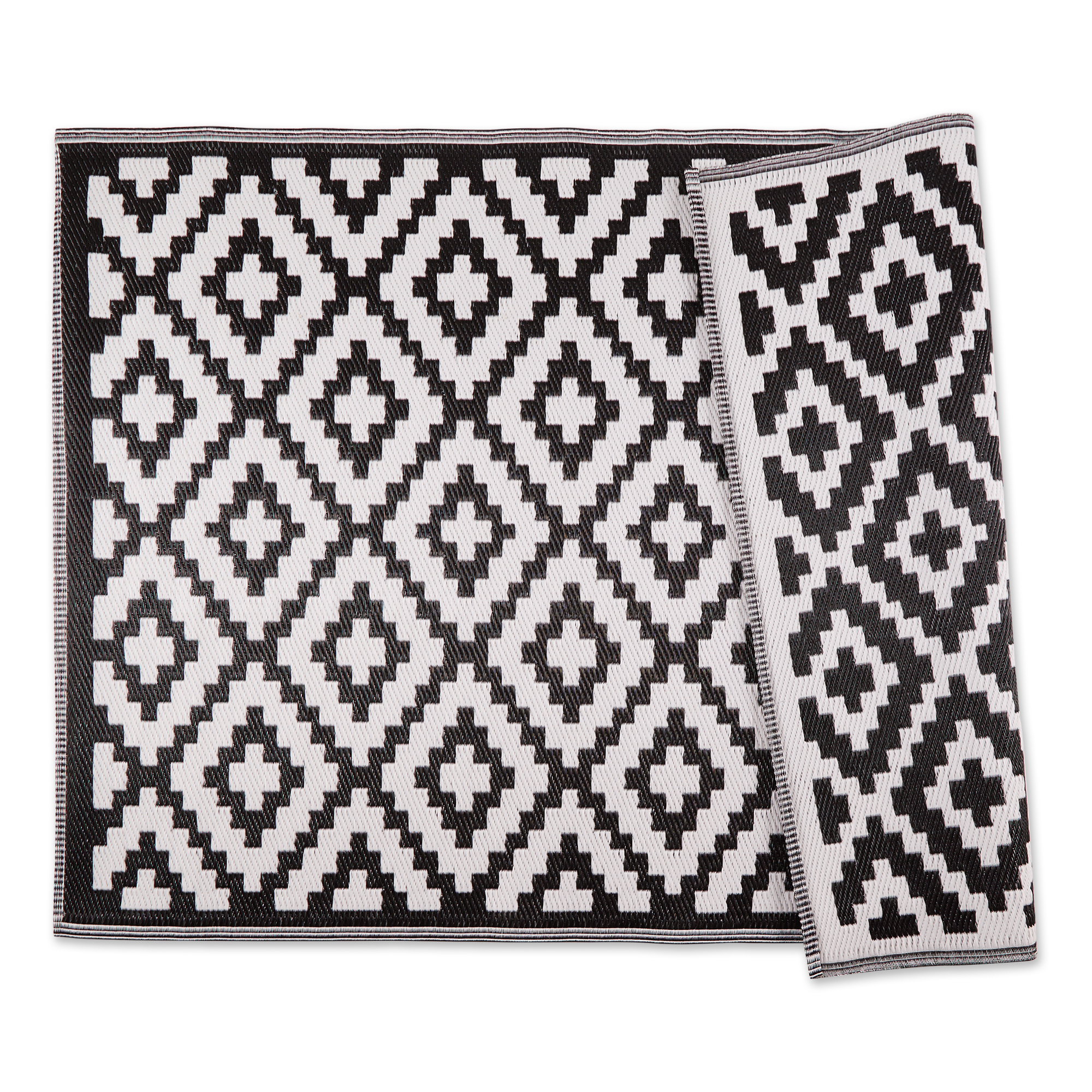 Black and White Mesa Outdoor Rug 4x6 Ft