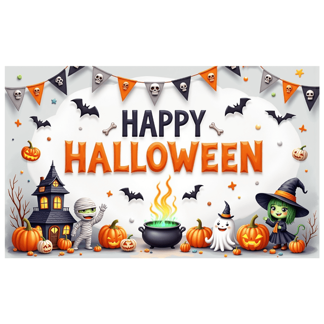 Decorative Design Happy Halloween Polyester Material Halloween Party Banner for Festival Indoor Decoration Party Celebration