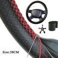 thumbnail image 4 of Hand Sewing Steering Wheel Cover Microfiber Leather Sweat-absorbent Breathable Car Steering Wheel Cover, 4 of 8