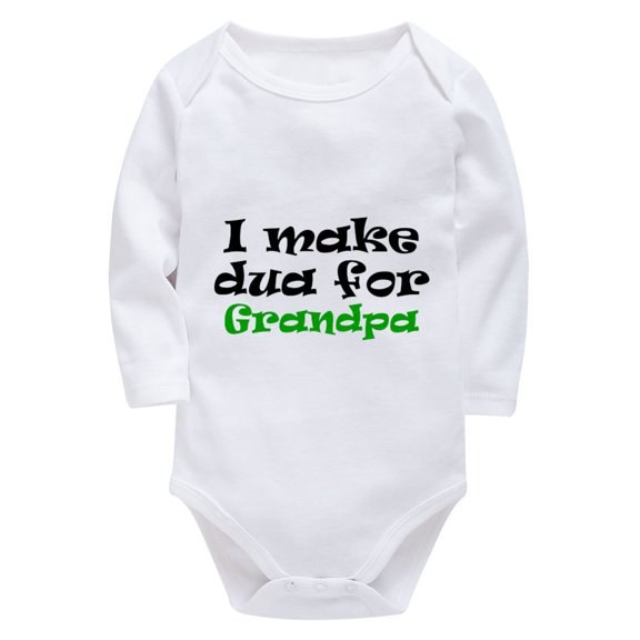 I Make Dua For Grandpa Cute Baby Girl Outfits Long Sleeve Baby Girl Newborn Coming Home Outfit White Baby Rompers 6-9 Months