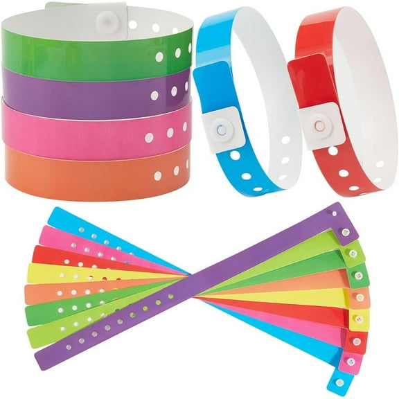 PVC Disposable Wristbands Waterproof Wristbands for Events Security Parties Mixed Color 24.9x3.2x0.6cm 48pcs/set