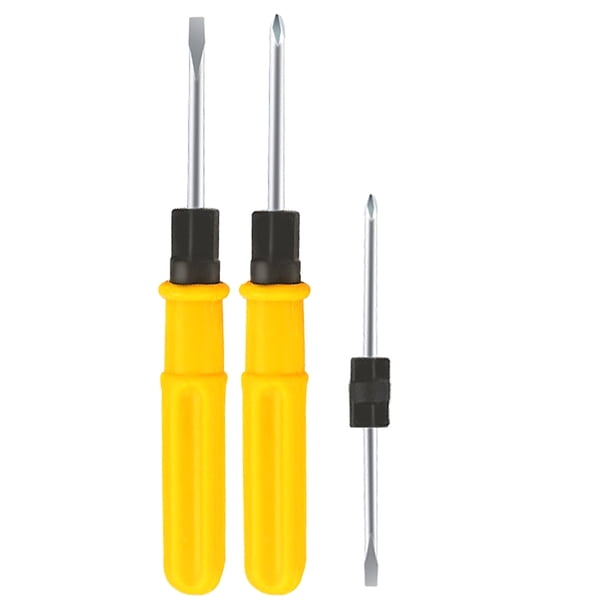 Scienceny Destornillador, herramienta de reparación manual de doble cabeza con mango de plástico, suministros de mantenimiento de carpintería Herramientas y ferretería Amarillo 4 pulgadas