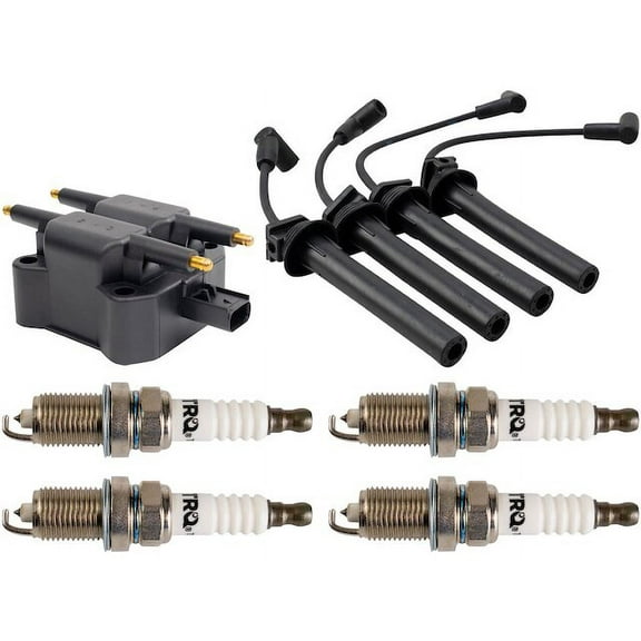 Ignition Coil Spark Plug and Wire Set 6 Piece - Compatible with 2003 - 2008 Mini Cooper 1.6L 4-Cylinder Supercharged 2004 2005 2006 2007