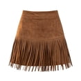 thumbnail image 5 of Women's Tennis Skirts Summer Lady Western Embroidered Fringe Half Length Skirt Short Dress Brown XL, 5 of 5