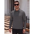 thumbnail image 5 of COOFANDY Long Sleeve Rugby Polo Shirts for Men, Sports Striped Regular Moisture Wicking Dry Fit Golf Shirt, Sizes S-2XL, 5 of 8