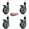 thumbnail image 2 of 6 Inch Thermo Rubber Swivel 1-3/4 Inch Expanding Stem Caster Set with Brake, 2 of 2