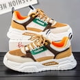 thumbnail image 2 of Men'S Breathable Mesh Sneakers with Thick Cushioned Sole - White & Green Low-Top Casual Shoes, Lace-Up Design Casual Attire, Stylish Laceup Shoes & for Summer Streetwear, Outdoor   Modern Sneakers, 2 of 9