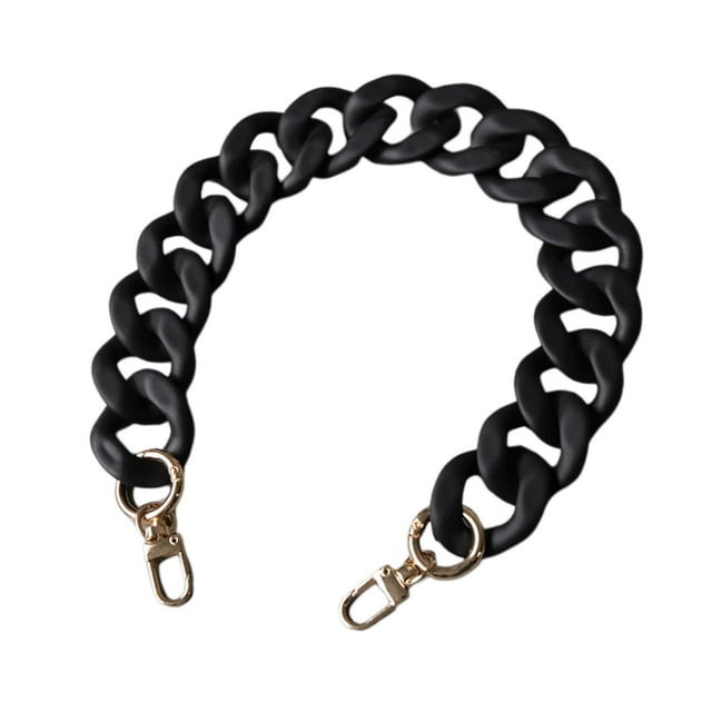 Correa de cadena plana acrílica de 45 cm, cadena de repuesto, correa de cadena gruesa para bolso negro