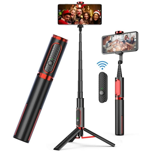 Timoom Bluetooth Selfie Stick Tripod, Portable & Lightweight for Apple & Android Devices, Black, 1