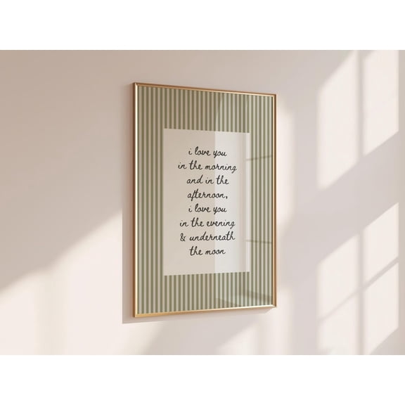 Nursery Love Quote Print Sage Green Striped Nursery Wall Art Baby Boy Room Decor Neutral Room Artwork Hand Drawn Nursery