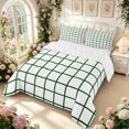 thumbnail image 2 of Manfei Contemporary Grid Queen Comforter Set,Checkered Art Comforter Sets Queen,White Green,Reversible,3-Piece,1 Comforter and 2 Pillowcases,3-Piece,1 Comforter and 2 Pillowcases, 2 of 7