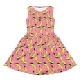 thumbnail image 3 of Kiijoy Toddler Girls Banana Print Sundress Casual Sleeveless Skater Dress with Pockets, 3 of 4