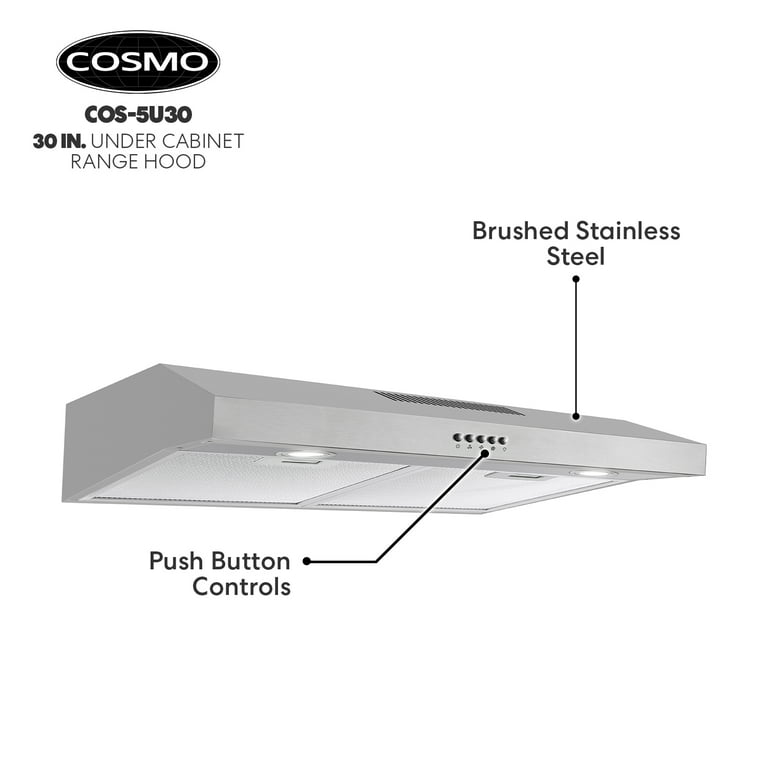 Cosmo 30 inch Under Cabinet Range Hood Ductless Convertible Duct Stove Vent  687748950547