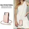 thumbnail image 3 of Wallet Case for Apple iPhone 11, with Crossbody Shoulder Strap & Hand Wrist Cards Holder Zipper Pocket Stand Feature Full Protective Shockpoof Phone Case for iPhone 11, Rosegold, 3 of 8