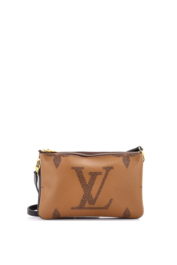 Pre-Owned Double Zip Pochette Reverse Monogram Giant By Rebag