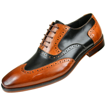 Asher Green Mens Two Tone Genuine Calf Leather Wingtip Spectator Oxford Dress Shoe, Low-Top or High-Top Style AG100