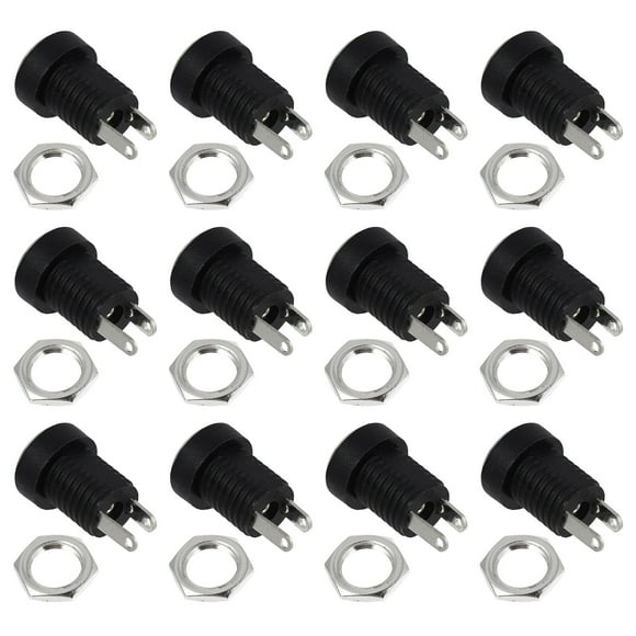 1 Bag 24pcs DC Power Jacks Female Panel Mounting Adapter with Nuts Black