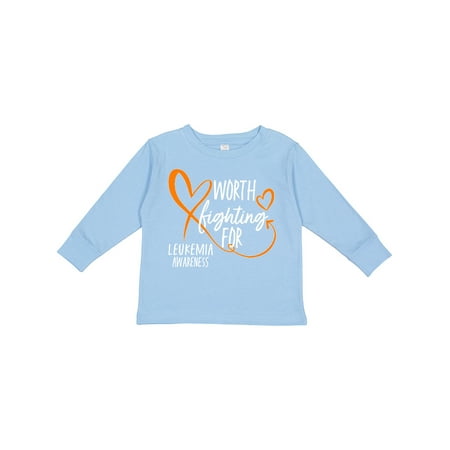 

Inktastic Worth Fighting For Leukemia Awareness Orange Heart Boys or Girls Long Sleeve Toddler T-Shirt