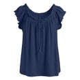thumbnail image 5 of DHFJKG Womens Sleeveless T Shirt Ruffle Trim Scoop Neck Tank Top Casual Summer Beach Loose Fit Bohemian Vacation Clothes Soft Tops, 5 of 5