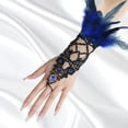 thumbnail image 3 of MoJoGo Mardi Gras Set for Women Carnival Feather Wings Shawl Lace Glove Theme Decor Set for Parties and Masquerade Blue Free Size, 3 of 4