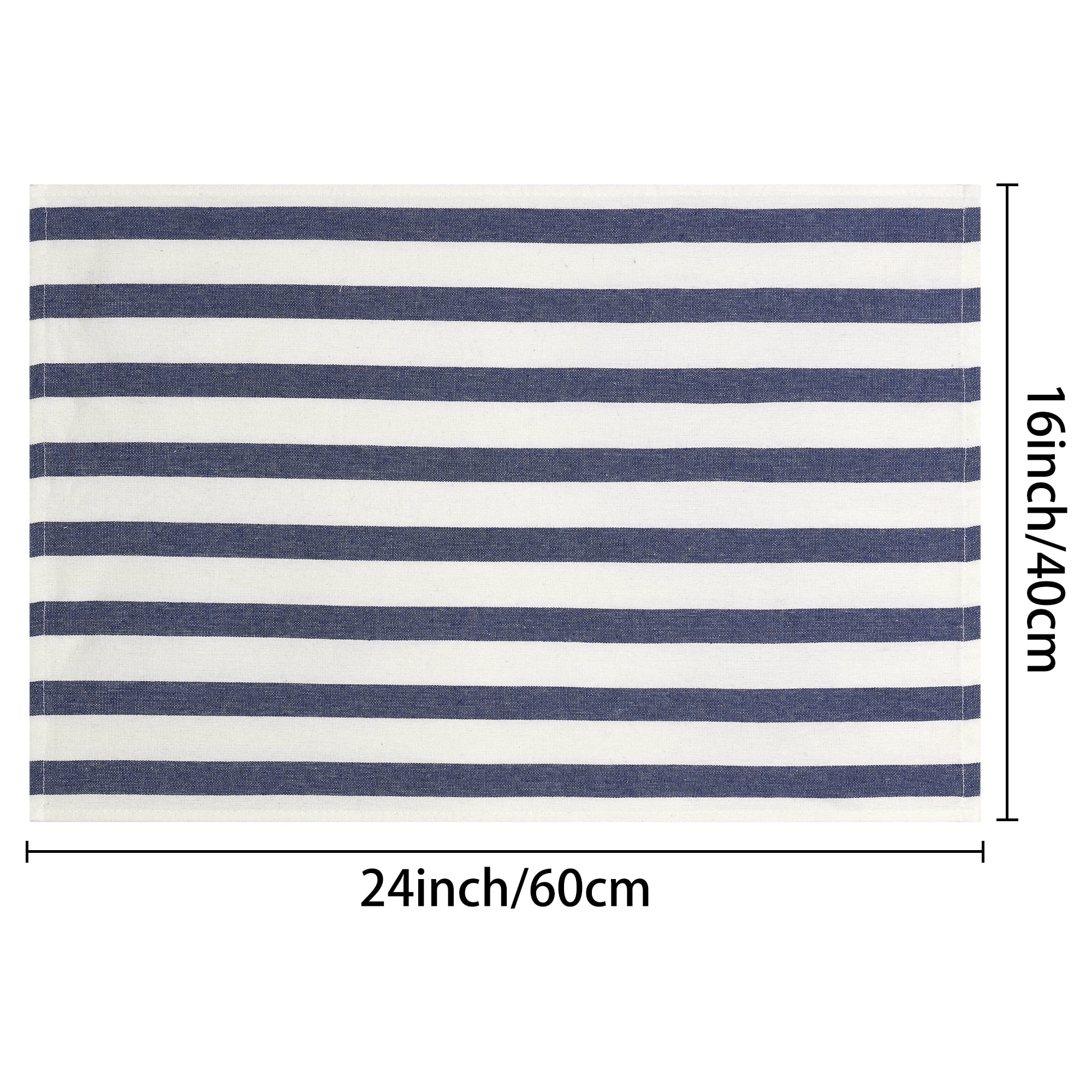 Unique Bargains Cotton Hand Towels Absorbent Lint Free Dish Kitchen Towels 24 x 16 Inch Blue Striped 2pk