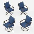 thumbnail image 4 of ALAULM Set of 4 Metal Swivel Rocking Patio Chairs, 360° Rotate & 15° Recline, Heavy-Duty Metal Frame Outdoor Dining Chairs with 3.2" cushion & Removable Covers (Navy Blue), 4 of 9