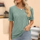 thumbnail image 3 of Blusa informal de verano con cuello redondo y estampado de jacquard calado para fiestas, talla M, elegante blusa verde para mujer, 3 of 6
