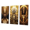 thumbnail image 3 of Designart "Floral Goddess of African Origin II" African American Woman Wall Art Set Of 3 - Woman African American Gold Canvas Set For Living Room Decor, 3 of 6