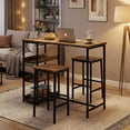 thumbnail image 1 of EDTara 3-Piece 36" Bar Table Set, Counter Height Dining Table With Shelves and Stools for Studio or Small Kitchen, 1 of 7