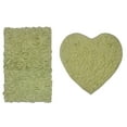 thumbnail image 2 of Home Weavers Bell Flower Collection 100% Cotton Non-Slip Bathroom Rug Set Machine Washable Heart Shape Bath Rug-25"x25", Bath Rug- 21"x34", Green Color 2 Piece Bath Carpet set, 2 of 9