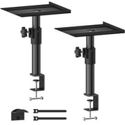 Clamp-on Desktop Speaker Stands Pair with Height and Tilt Adjustment Studio Monitor Stands - Universal Desk Speaker Stand for Most Computer and Bookshelf Speaker Studio Monitor