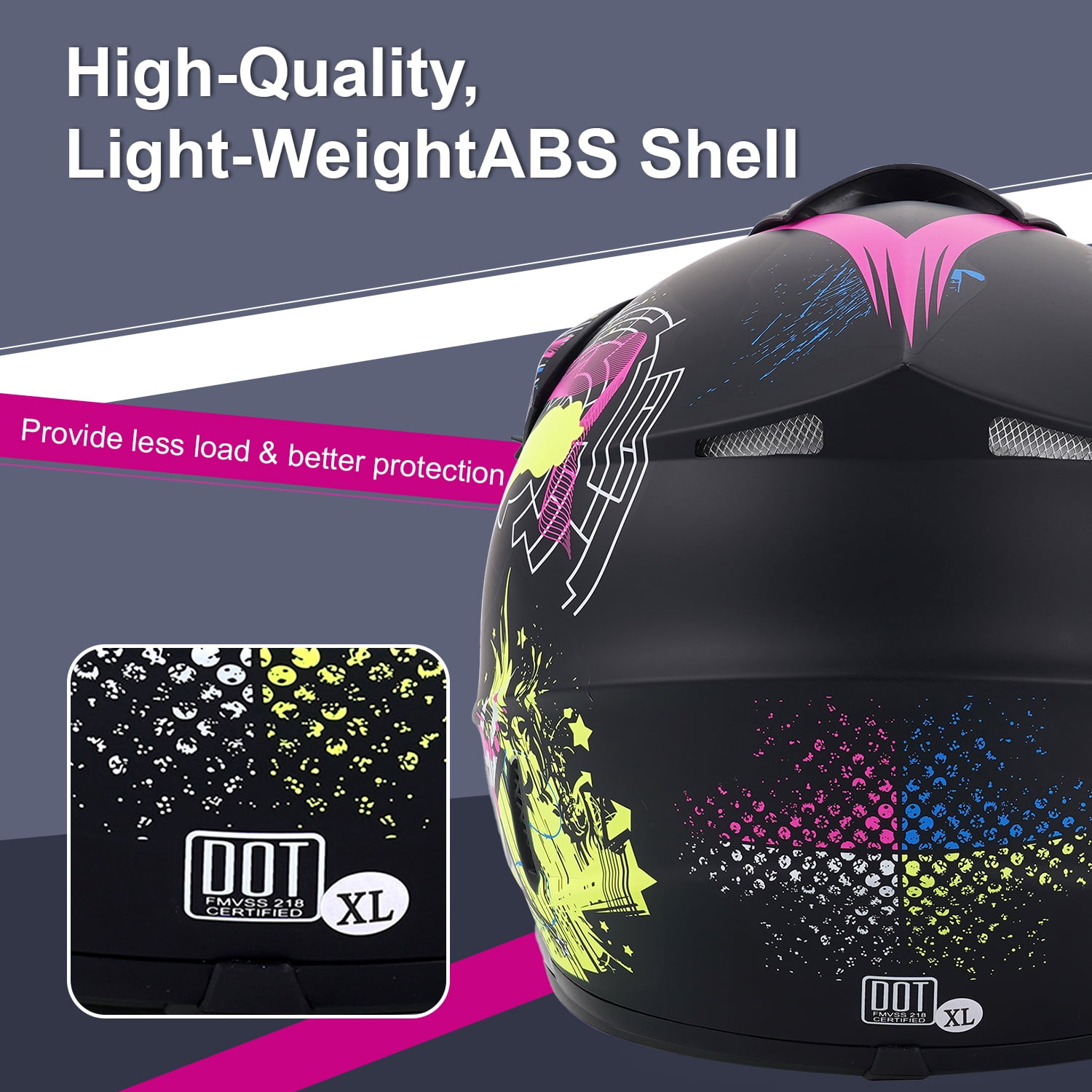 XiongXiong Dirt Bike Helmet DOT Certified, Full Face Motorcycle Helmet w/ Goggles, Gloves, Mask, for Off-Road, ATV, Sun Visor Snowmobile, Multicolor, L