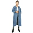 thumbnail image 5 of WSPLYSPJY Women Long Denim Jacket Jean Jacket Trench Coat Light Blue 3XL, 5 of 7