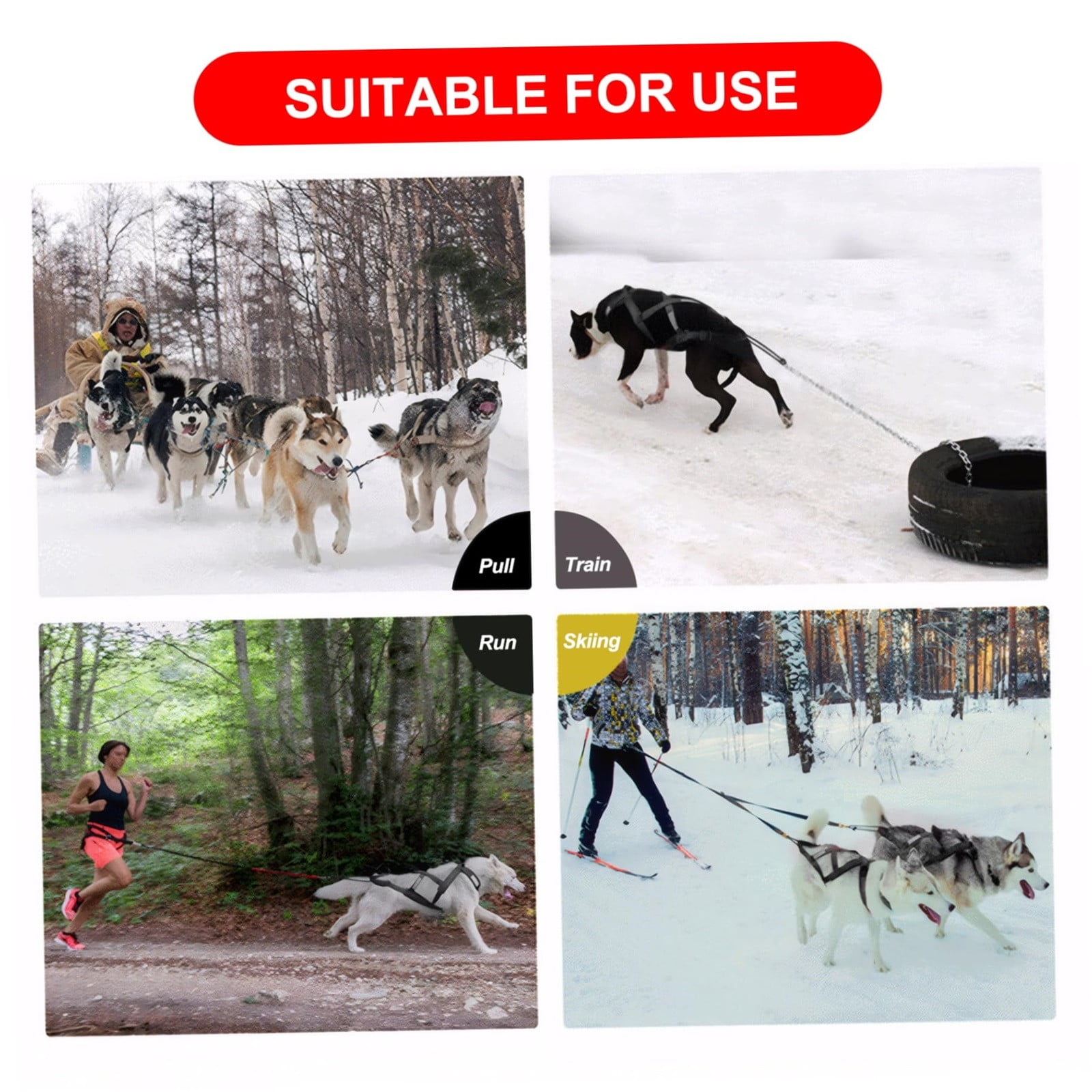 Pro Sled Dog Harness High-Performance Pulling Harness for Canicross,Skijoring Bikejoring Reflective Adjustable Mushing Harness for Huskies Large Breed Dogs Durable Sledding Running Gear
