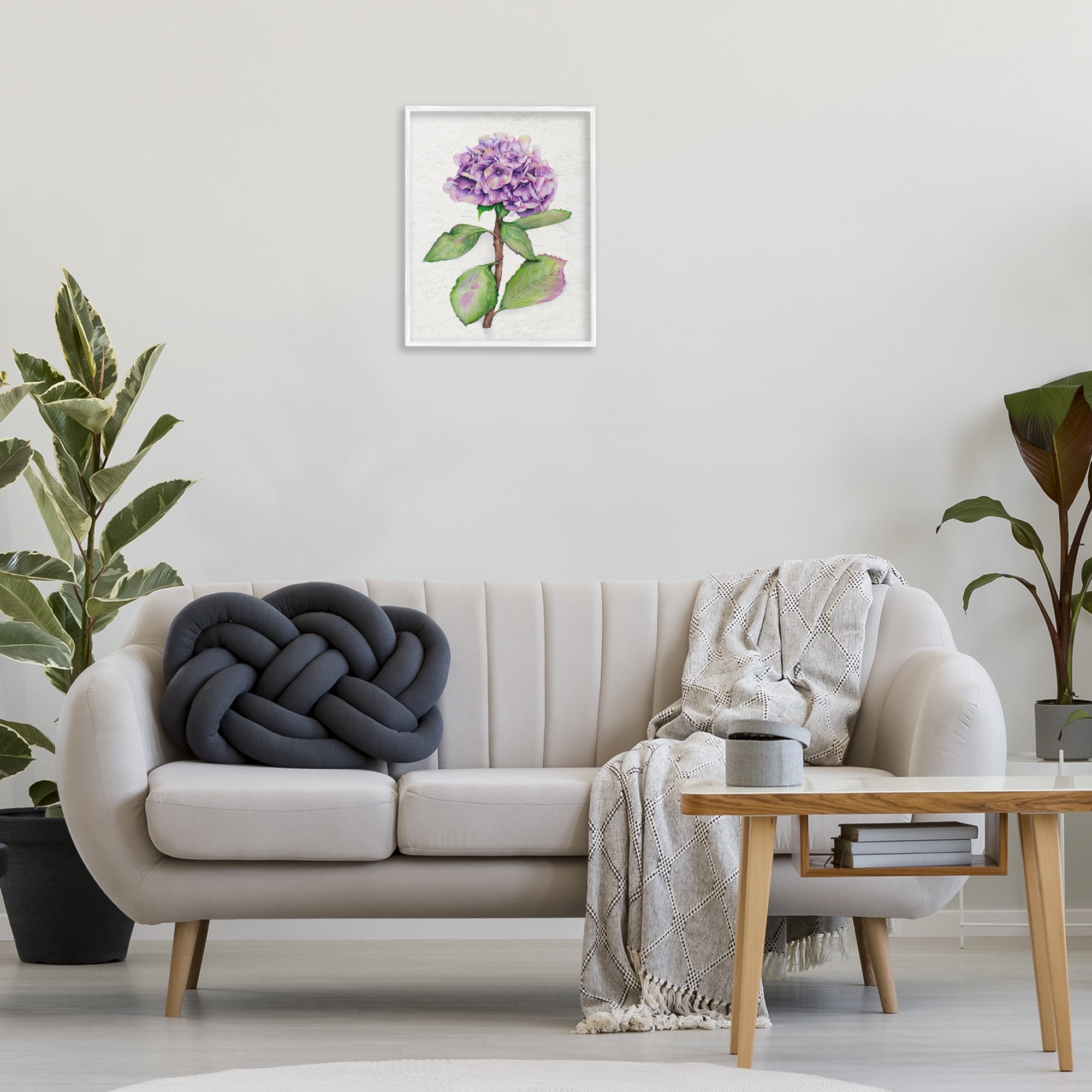 Stupell Industries European Style Hydrangea Botanical & Floral Painting White Framed Art Print Wall Art, 16 x 20