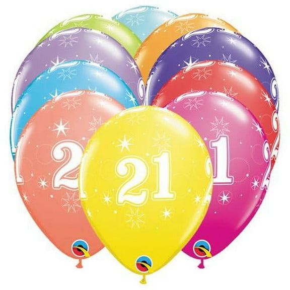 LOONBALLOON Birthday-age-related Balloons, 11″ 21-A-ROUND (6 PK)