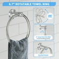 thumbnail image 3 of PHANCIR Juego de Accesorios de 7 Pzas para Baño, Accesorios de Acero Inoxidable, Incluye Toallero de 24", Soporte para Papel Higiénico, Toallero, Ganchos para Bata, Juego de Toallero de Baño Montado en la Pared, Níquel-plata, 3 of 8