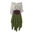thumbnail image 4 of Rggeeun Halloween for Women Renaissance Women Gothic Dress Corset Dress Fly Sleeve Lapel Collar Ruffle Bow Dress Outdoor Picnics Elegant,Green,Xl, 4 of 4